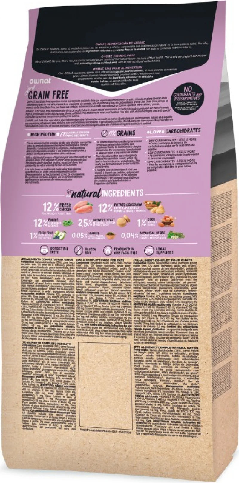 Croquettes Just Grain Free Sterilized chat Ownat 8 kg