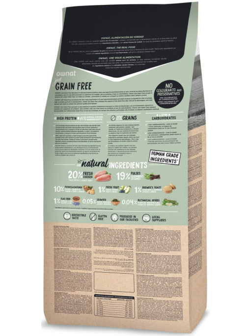 Croquettes Just Grain Free Adult Chicken Ownat 14 kg