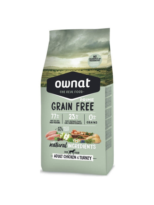 Croquettes Grain Free Prime Adult Chicken & Turkey Ownat 12 kg