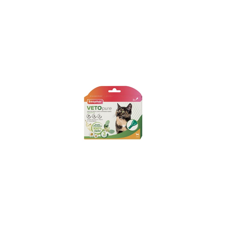 Pipettes répulsives antiparasitaires chat Vetopure Beaphar