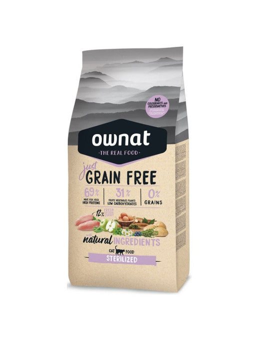 Croquettes Just Grain Free Sterilized chat Ownat 8 kg
