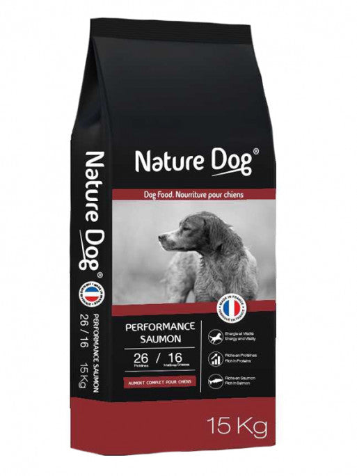 Croquettes Performance Saumon 26/16 Nature Dog 15kg