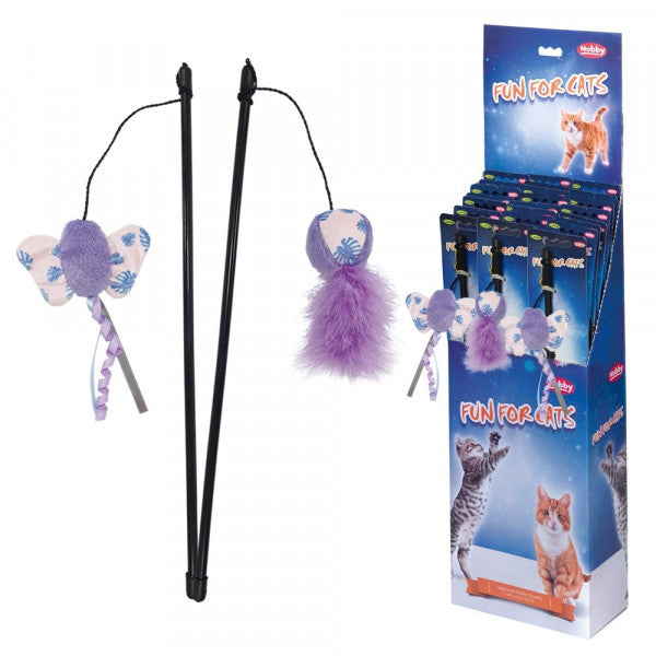 Jouet canne à pêche pour chat