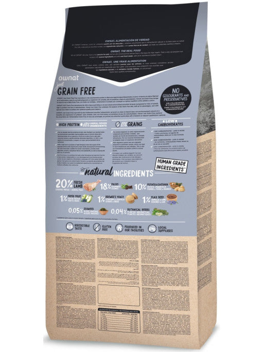 Croquettes Just Grain Free Adult Lamb Ownat 14 kg